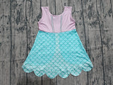 Pre-order GSD2516 girls pink blue sleeveless scalloped Dress yoga