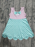 Pre-order GSD2516 girls pink blue sleeveless scalloped Dress yoga