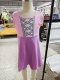 Pre-order GSD2518 girls purple sleeveless scalloped Dress yoga