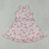 GSD2568 girls sleeveless pink bow golf bow Dress yoga