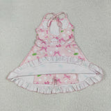 GSD2568 girls sleeveless pink bow golf bow Dress yoga