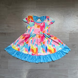 Pre-order GSD2610  girls colorful short sleeve dress