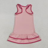 GSD2630 girls sleeveless pink rose Dress yoga
