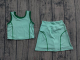 Pre-order GSD2671 girls green sleeveless skirt outfits yoga