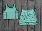 Pre-order GSD2671 girls green sleeveless skirt outfits yoga