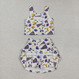 GSD2690 girls vest CHEER Rugby purple skirt outfits yoga