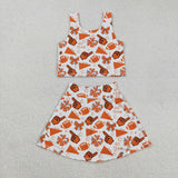 GSD2695 girls vest orange skirt GO TEAM cheer outfits yoga