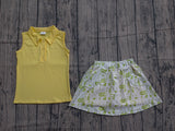 Pre order GSD2063 girls button yellow sleeveless golf skirt Dress