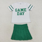 GSD2743 girls GAME DAY green short sleeve yoga skirt outfits