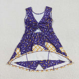 GSD2752 girls sleeveless purple Ice cream waffles Dress yoga