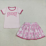 GSD2776 girls SPOOKY ghost bow pink rose skirt outfits