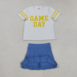 GSD2805 girls GAME DAY gold short sleeve yoga skirt outfits