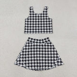 GSD2858 girls black sleeveless skirt outfits yoga