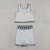 GSD2858 girls black sleeveless skirt outfits yoga