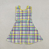 GSD2945 girls Mardi Gras checkered sleeveless Dress yoga