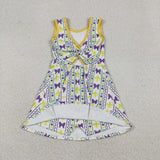 GSD2947 girls Mardi Gras bow sleeveless Dress yoga