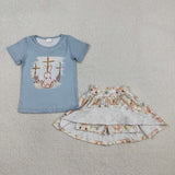 GSD3486  Easter Rabbit blue girls Outfits