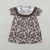 GSD3526 Baby girls embroidered daddy's girl camo puff sleeve dress