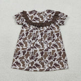 GSD3526 Baby girls embroidered daddy's girl camo puff sleeve dress