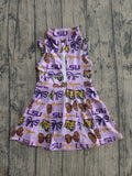 Pre-order GSD3604 girls LSU tigger team purple dress zipper yoga