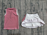 Pre-order GSD3662 girls button red stripe sleeveless skirt outfits yoga