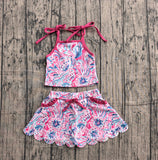 Pre-order GSD3728 baby girls rose sea grass slip skirt Outfits yoga
