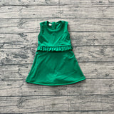 Pre-order GSD3742 girls solid green sleeveless dress yoga