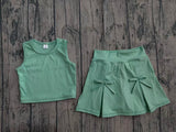 Pre-order GSD3760 baby girls solid green sleeveless skirt Outfits yoga