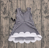 Pre-order GSD3777 girls black checkered sleeveless bow dress yoga