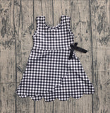Pre-order GSD3777 girls black checkered sleeveless bow dress yoga