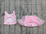pre-order GSD3806 Girls pink sleeveless gauze skirt yoga