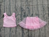 pre-order GSD3806 Girls pink sleeveless gauze skirt yoga