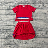 pre-order GSD3812 girl 4th of July red stripe skirt outfits