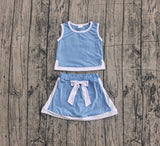 Pre-order GSD3828 Girls blue sleeveless skirt outfits