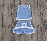 Pre-order GSD3828 Girls blue sleeveless skirt outfits