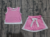 Pre-order GSD3829 Girls pink sleeveless skirt outfits