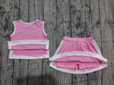 Pre-order GSD3829 Girls pink sleeveless skirt outfits