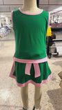 GSD3830 Girls green pink sleeveless skirt outfits