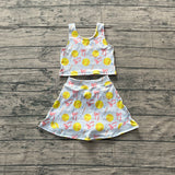 Pre-order GSD3837 Girls football pink bow sleeveless skirt outfits yoga