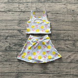 Pre-order GSD3837 Girls football pink bow sleeveless skirt outfits yoga