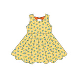 3.4 Pre-order GSD3859 girls flower yellow sleeveless dress