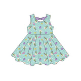 3.4 Pre-order GSD3860 girls Butterfly blue green sleeveless dress