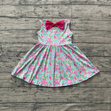 Pre-order GSD3863 girls flower leaf rose green sleeveless dress