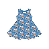 3.4 Pre-order GSD3864 girls flower blue sleeveless dress
