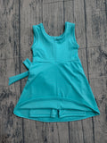 Pre-order GSD3876 girls solid blue green bow sleeveless dress yoga