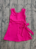 Pre-order GSD3878 girls solid rose bow sleeveless dress yoga