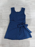 Pre-order GSD3880 girls solid navy bow sleeveless dress yoga