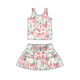 3.10 Pre-order GSD3907 Girls flower sleeveless skirt outfits yoga