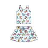 3.10 Pre-order GSD3909 Girls colorful bow sleeveless skirt outfits yoga