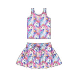3.10 Pre-order GSD3911 Girls Unicorn sleeveless skirt outfits yoga